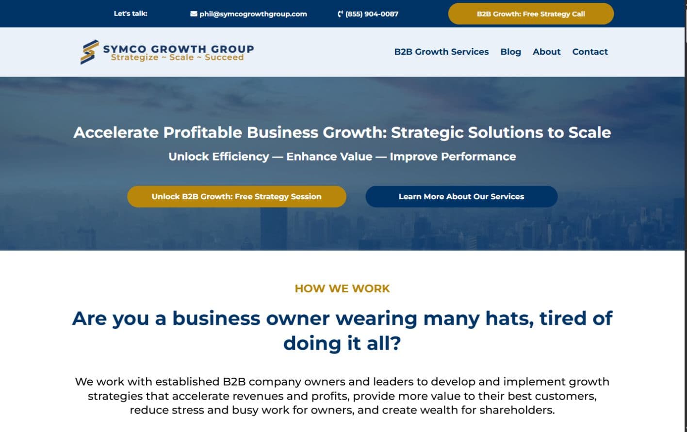 Symco Growth Group homepage preview